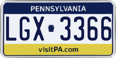 PA license plate LGX3366