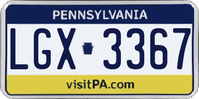 PA license plate LGX3367