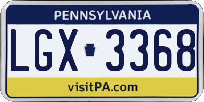 PA license plate LGX3368