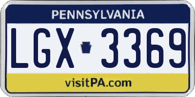 PA license plate LGX3369