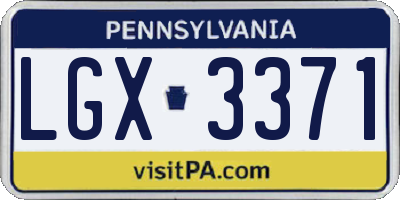 PA license plate LGX3371