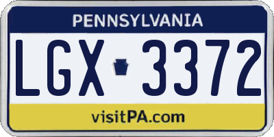 PA license plate LGX3372