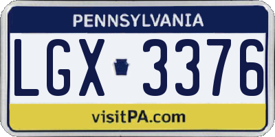 PA license plate LGX3376