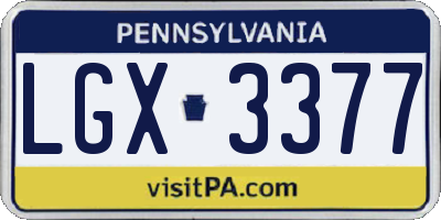 PA license plate LGX3377