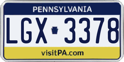 PA license plate LGX3378
