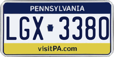 PA license plate LGX3380