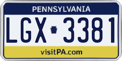 PA license plate LGX3381