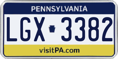 PA license plate LGX3382