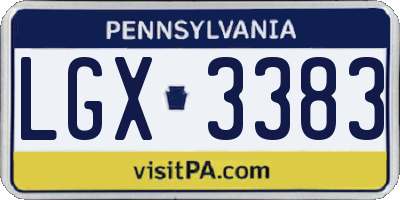 PA license plate LGX3383