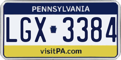 PA license plate LGX3384