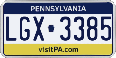 PA license plate LGX3385