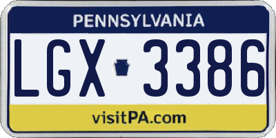 PA license plate LGX3386