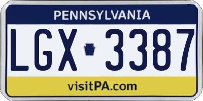 PA license plate LGX3387
