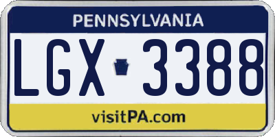 PA license plate LGX3388
