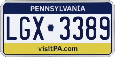 PA license plate LGX3389
