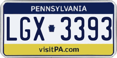 PA license plate LGX3393