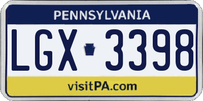 PA license plate LGX3398