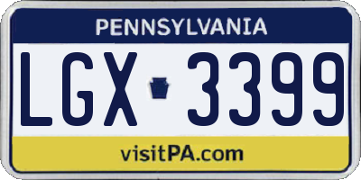 PA license plate LGX3399