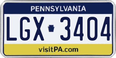 PA license plate LGX3404