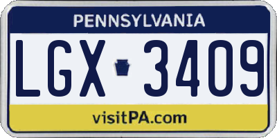 PA license plate LGX3409