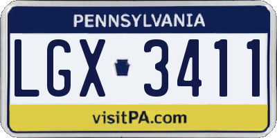 PA license plate LGX3411
