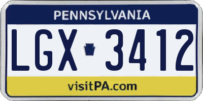 PA license plate LGX3412