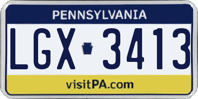 PA license plate LGX3413