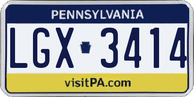 PA license plate LGX3414