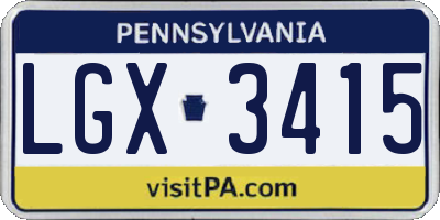PA license plate LGX3415