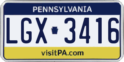 PA license plate LGX3416