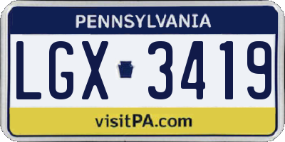 PA license plate LGX3419