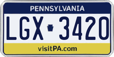 PA license plate LGX3420