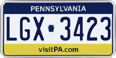 PA license plate LGX3423