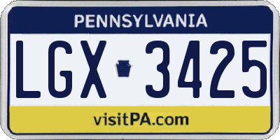 PA license plate LGX3425