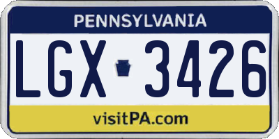PA license plate LGX3426