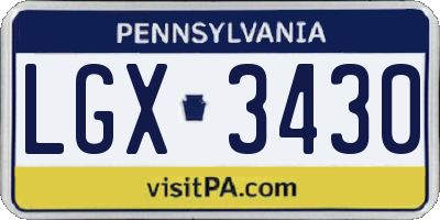 PA license plate LGX3430