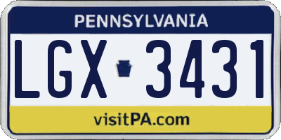 PA license plate LGX3431
