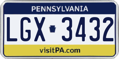 PA license plate LGX3432