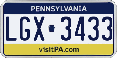PA license plate LGX3433