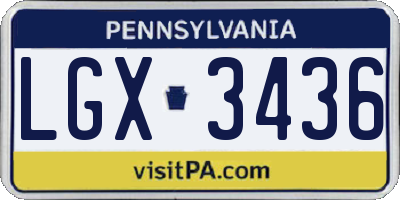 PA license plate LGX3436
