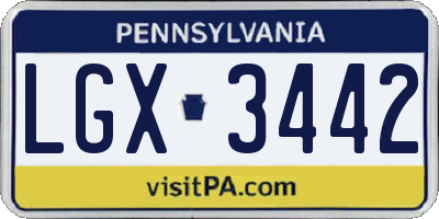 PA license plate LGX3442