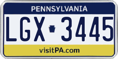 PA license plate LGX3445
