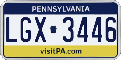 PA license plate LGX3446