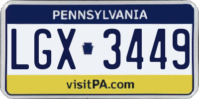 PA license plate LGX3449