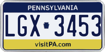 PA license plate LGX3453