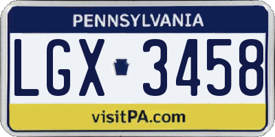 PA license plate LGX3458