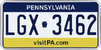 PA license plate LGX3462