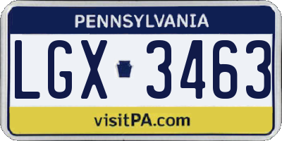 PA license plate LGX3463
