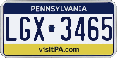 PA license plate LGX3465