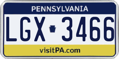 PA license plate LGX3466